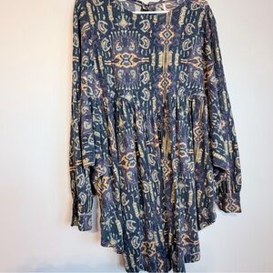 Free People Navy and Gold Tunic Top
